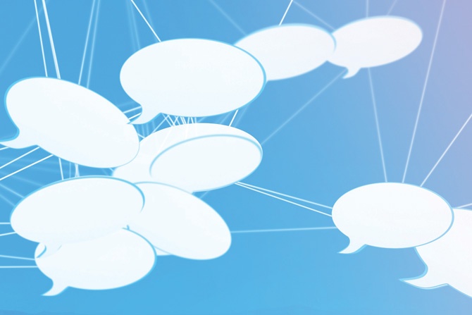 Composite image of abstract image of speech bubble